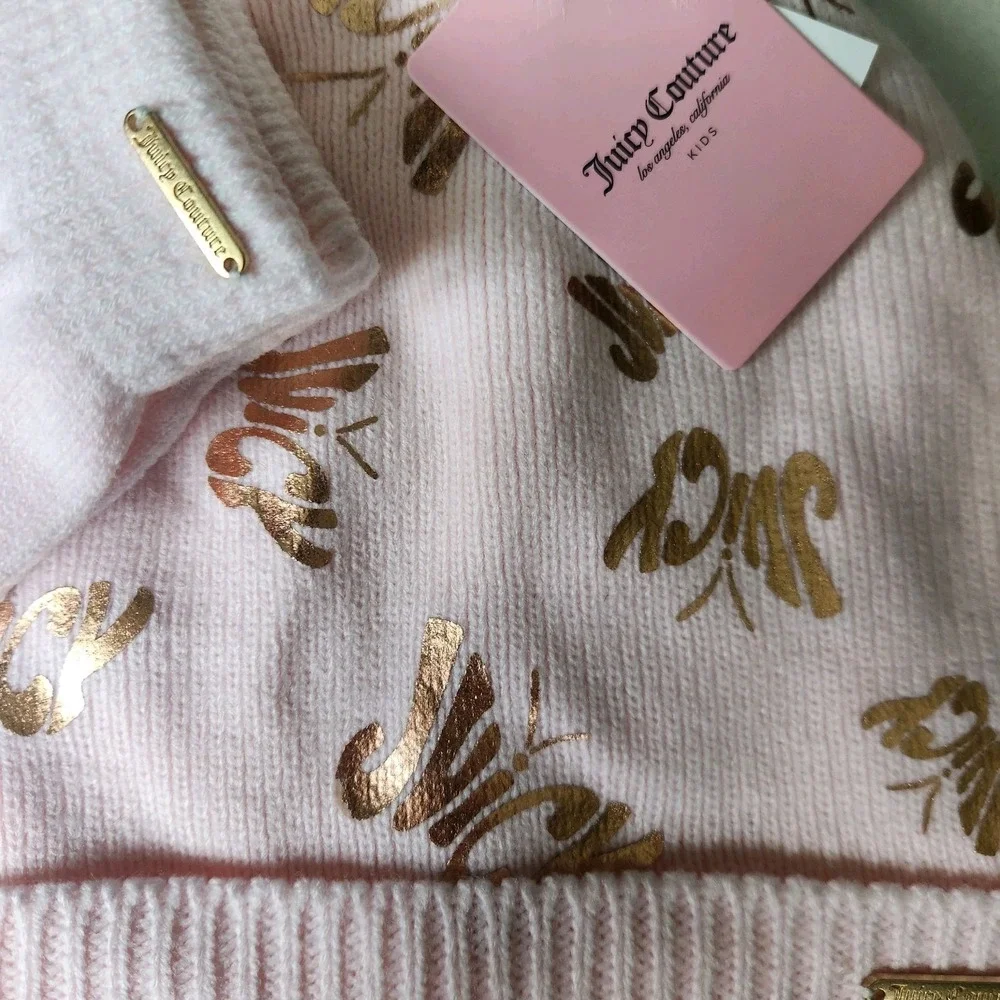 Juicy Couture KIDS hat/glove‎ set Pink/rose Gold